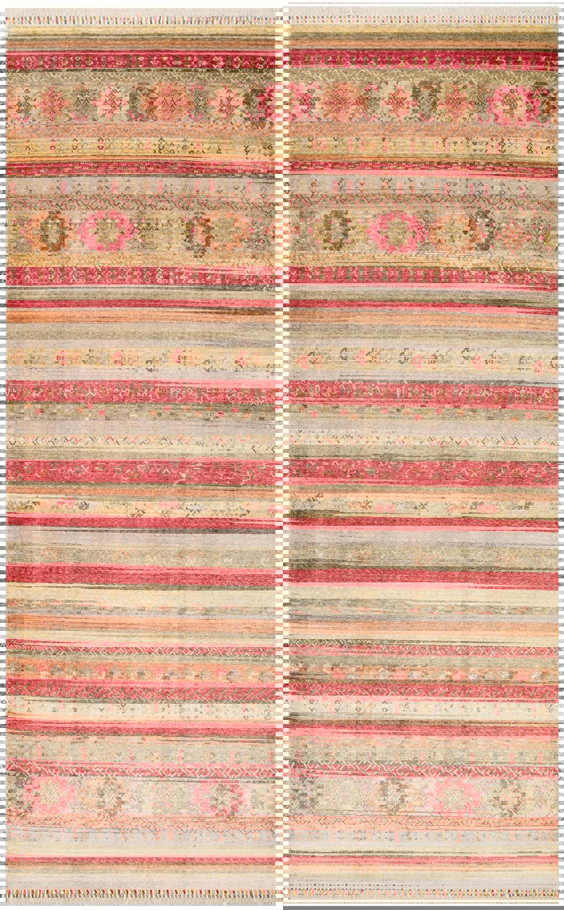Eko Halı Zara ZR12 Çok Renkli 6-12 mm Akrilik Silinebilir Yıkanabilir Orta Kaymaz Dikdörtgen El Dokuması Oturma Odası-Salon Halısı 80x140 cm