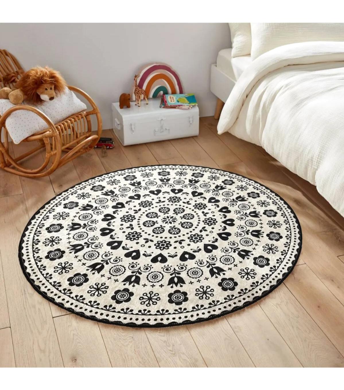 Rovigo Home RVG7176 Krem 8 mm Polyester Antibakteriyel-Leke Tutmaz-Toz Tutmaz Yıkanabilir İnce Kaymaz Dot Taban Yuvarlak Makine Dokuma Salon Halısı 160x300 cm