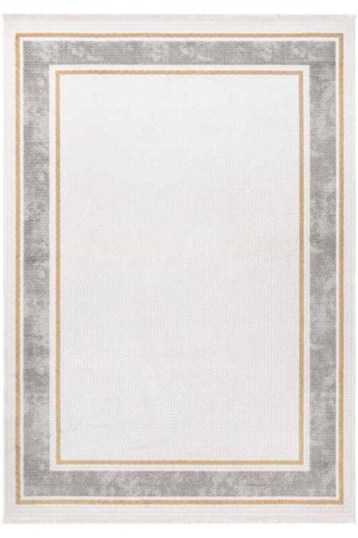 Koza Halı Çırağan 45990 Altın-Gri 0.8 mm Akrilik Yıkanabilir Dikdörtgen Makine Dokuma Salon Halısı 80x300 cm