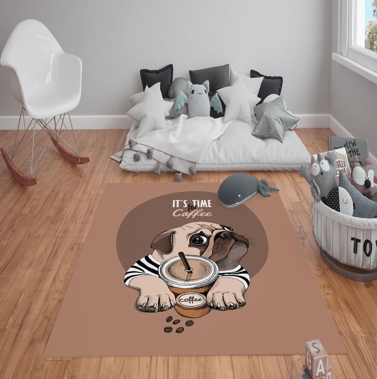 Doruklar Home Collection Çok Renkli 0.7 mm Polyester Antibakteriyel Yıkanabilir Kalın Kaymaz Taban Dikdörtgen Makine Dokuma Çocuk Odası Halısı 160x160 cm