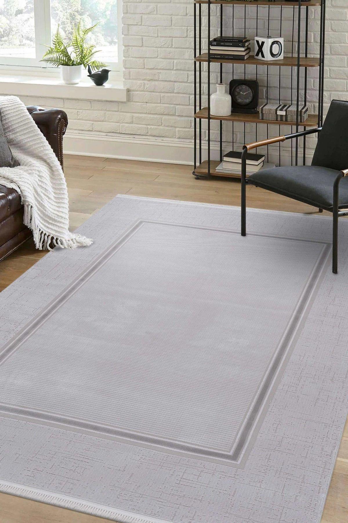Atlas Halı Mondeo Çok Renkli 6 mm Viskon Yıkanabilir İnce Kaymaz Jüt Taban Dikdörtgen Makine Dokuma Salon Halısı 140x220 cm