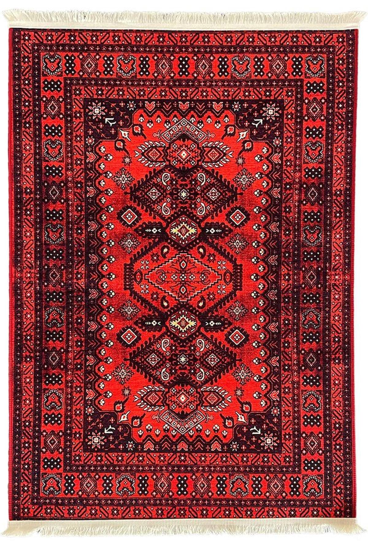Prizma Home V6506 Çok Renkli Pamuk Toz Tutmaz Yıkanabilir Orta Dikdörtgen Makine Dokuma Oturma Odası-Salon Halısı 120x180 cm