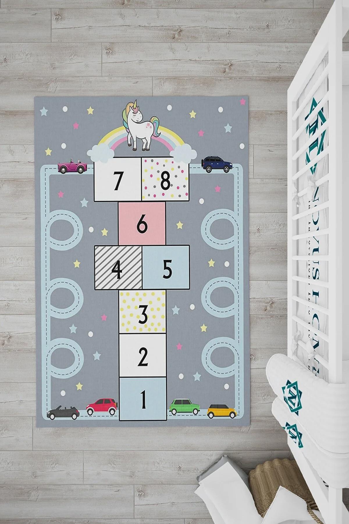 Novus Home Verona Serisi Gri 6 mm Polyester Antibakteriyel-Toz Tutmaz-Yalıtıma Yardımcı Yıkanabilir İnce Kaymaz Taban Dikdörtgen Makine Dokuma Çocuk Odası Halısı 200x300 cm