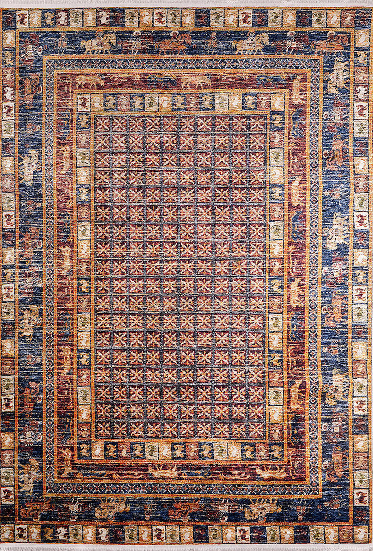 Halı Atölyesi HK055 Lacivert 5 mm Pamuk Yıkanabilir Kaymaz Taban Dikdörtgen Makine Dokuma Salon Halısı 140x200 cm