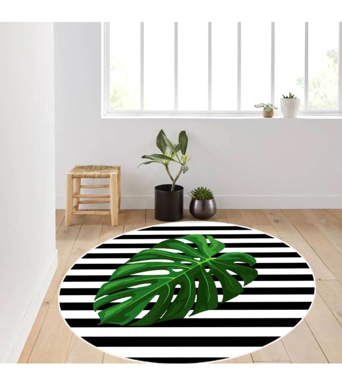 Rovigo Home RVG7122 Çok Renkli 8 mm Polyester Antibakteriyel-Leke Tutmaz-Toz Tutmaz Yıkanabilir İnce Kaymaz Dot Taban Yuvarlak Makine Dokuma Salon Halısı 80x500 cm