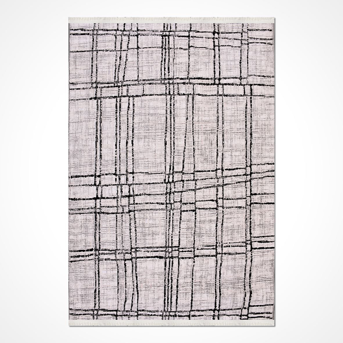 Crea Halı Montana 1683AK Krem 5 mm Polyester Toz Tutmaz Yıkanabilir Orta Soyut Temalı Dikdörtgen Makine Dokuma Salon Halısı 100x400 cm