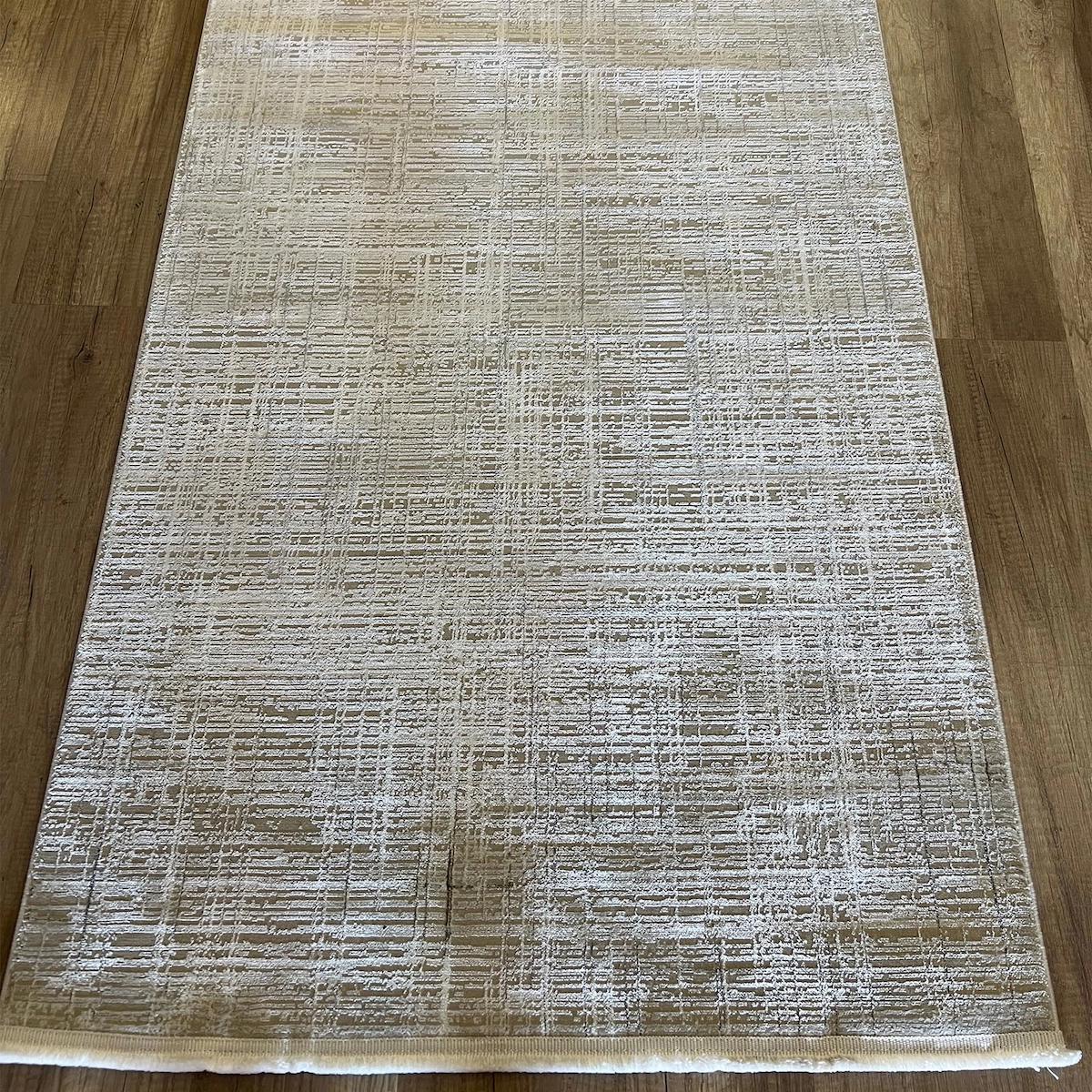 Halıcımdan Zen 1086 Bej 8 mm Akrilik Antibakteriyel Yıkanabilir İnce Kaymaz Dikdörtgen Makine Dokuma Salon Halısı 100x150 cm