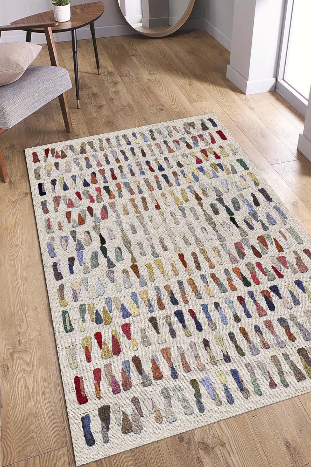 Aida Home Zola Krem 0.5 mm Pamuk Antialerjenik Yıkanabilir İnce Kaymaz Pamuk Taban Dikdörtgen Makine Dokuma Antre-Çocuk Odası-Salon-Yatak Odası Halısı 80x300 cm
