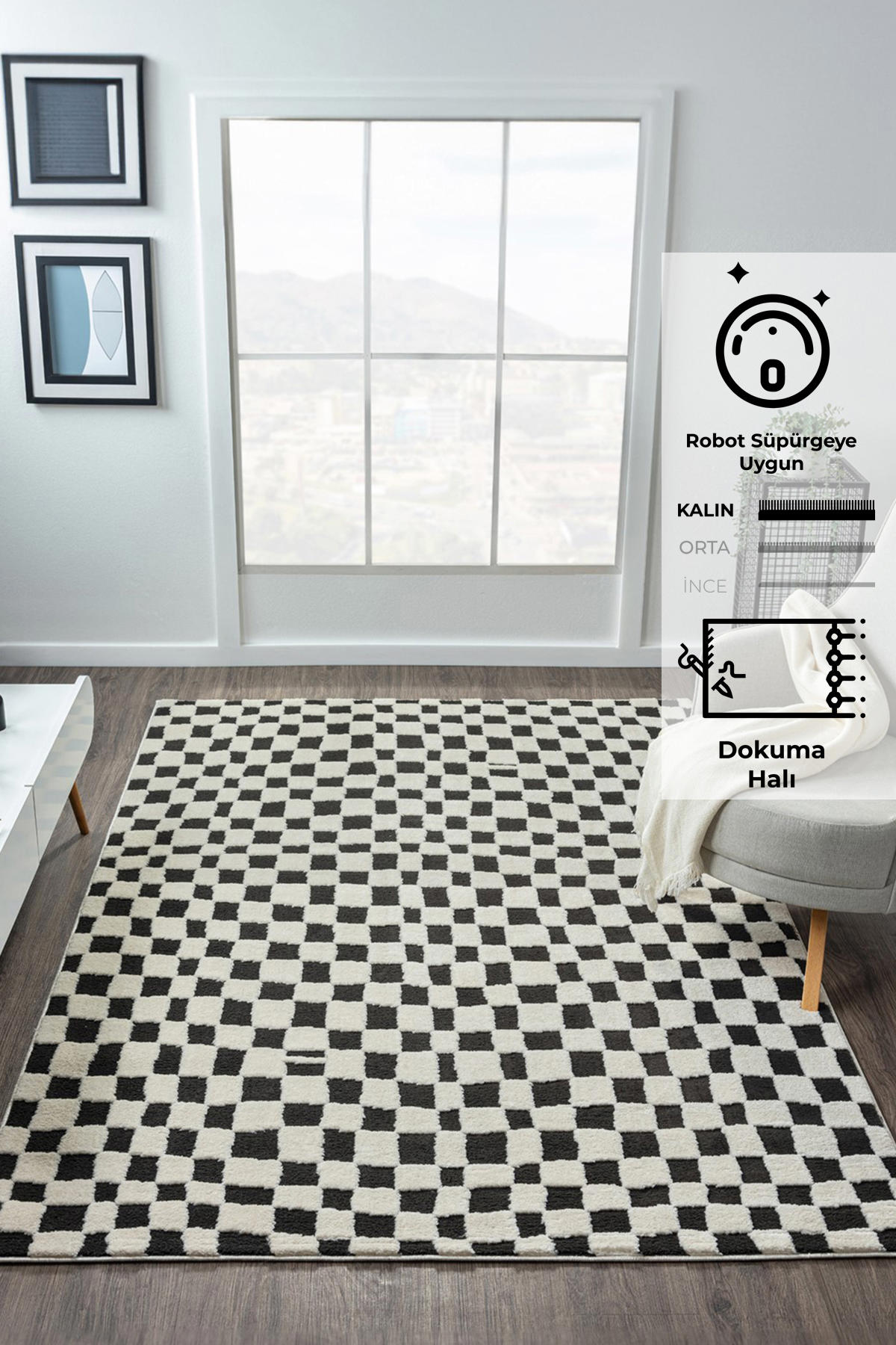 Konfor Halı Jung 7185 Çok Renkli 16 mm Polyester Yıkanabilir Dikdörtgen Makine Dokuma Halı 100x200 cm