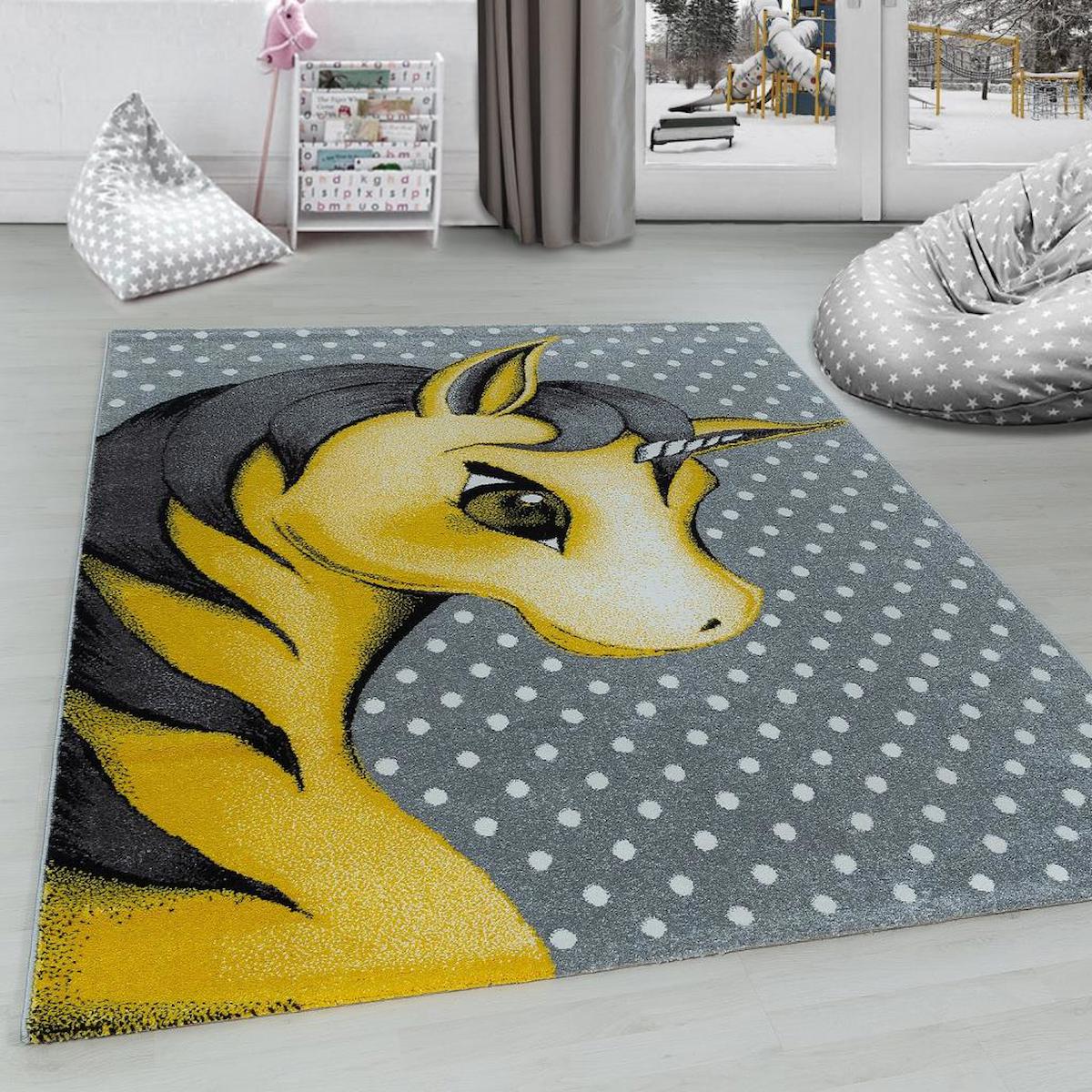 Red Halı Çok Renkli 11 mm Polipropilen Antialerjenik Yıkanabilir Orta Kaymaz Jüt Taban Hayvan Desenli Dikdörtgen Makine Dokuma Çocuk Odası Halısı 160x230 cm