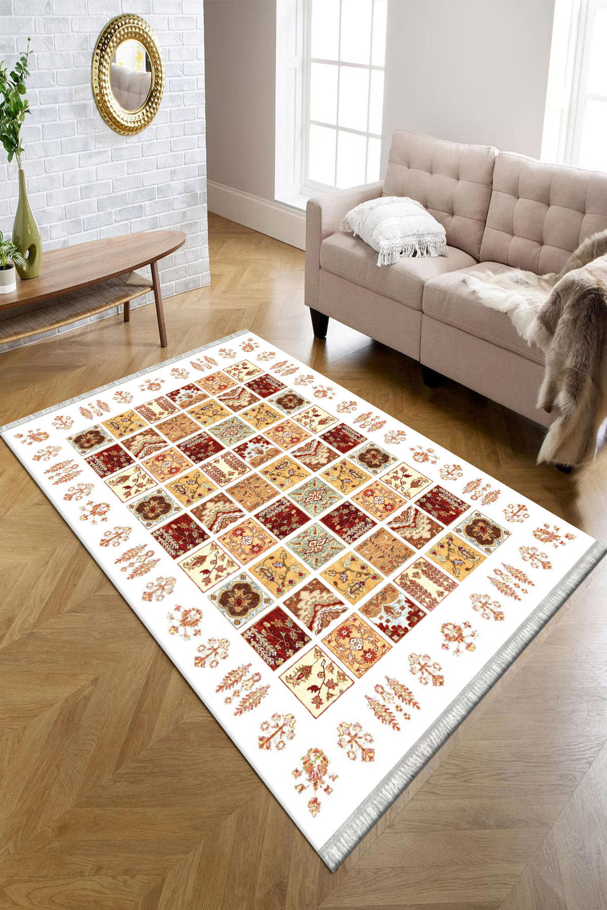 Kreatif Halı Gri 4 mm Polyester Antibakteriyel Yıkanabilir İnce Kaymaz Dikdörtgen Makine Dokuma Salon Halısı 80x150 cm