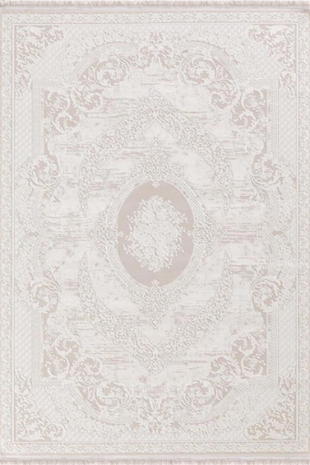 Dinarsu Arora 32796 Krem 11 mm Akrilik Silinebilir Yıkanabilir Orta Kaymaz Dikdörtgen Makine Dokuma Salon Halısı 80x150 cm