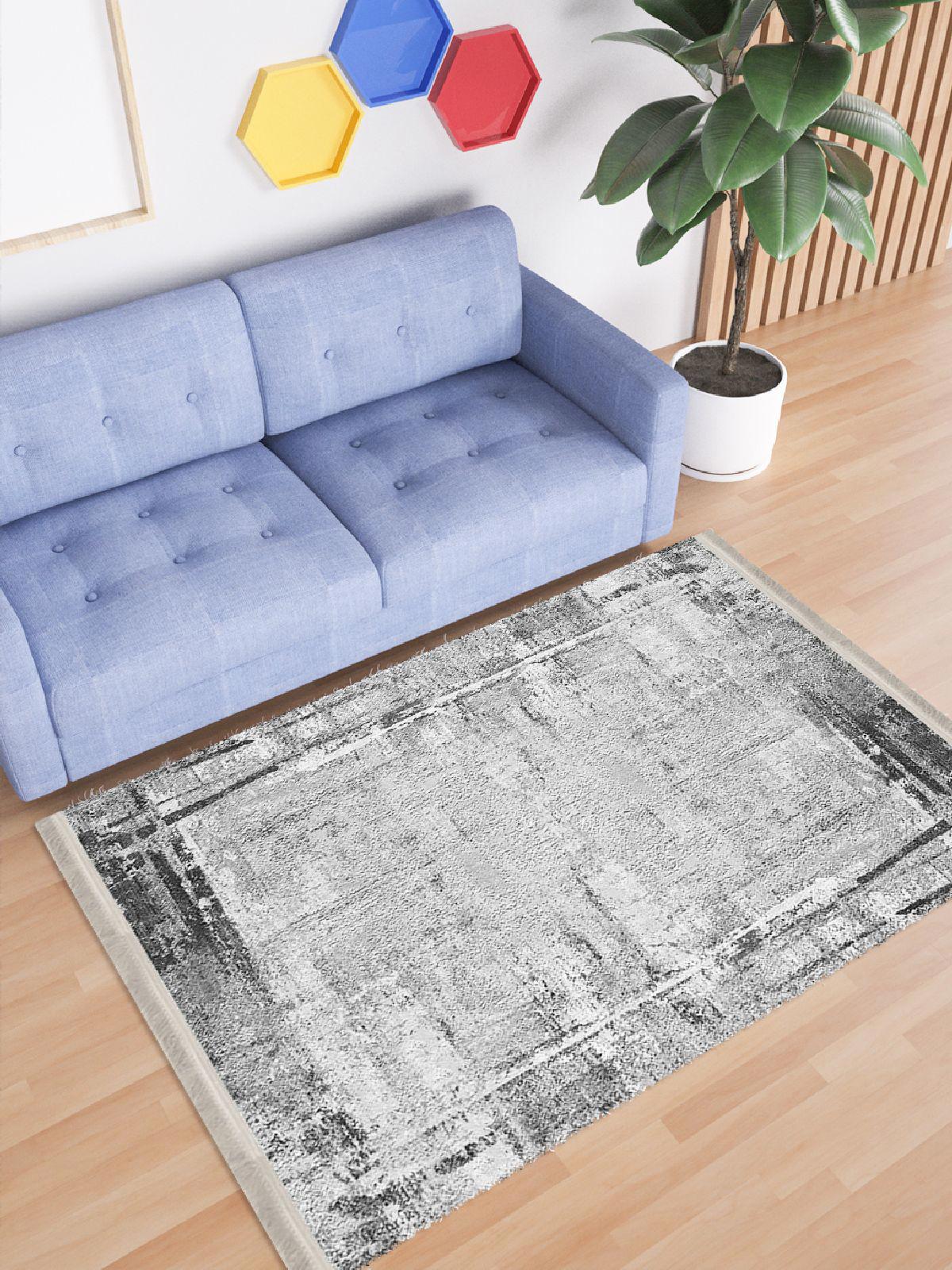 Enbe Collection E-DK5062D Krem 5 mm Pamuk Antibakteriyel Yıkanabilir Orta Kaymaz Dot Taban Dikdörtgen Makine Dokuma Oturma Odası Halısı 150x150 cm