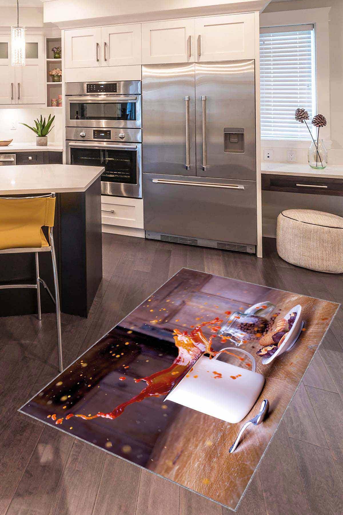 Viva Home AR1262 Kahverengi 7 mm Mikropolyester Antibakteriyel Yıkanabilir İnce Kaymaz Taban Dikdörtgen Makine Dokuma Halı 100x600 cm