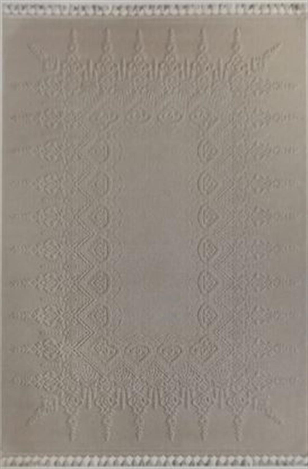 Sanat Halı Delüks 7024 Krem 14 mm Akrilik Yıkanabilir Kalın Kaymaz Lateks Taban Dikdörtgen Makine Dokuma Salon Halısı 200x290 cm