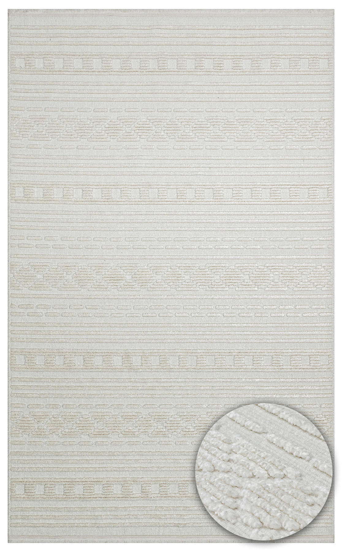 Eko Halı Jakarta JKR02 Krem 10 mm Polipropilen Silinebilir Yıkanabilir Orta Kaymaz Dikdörtgen Makine Dokuma Salon Halısı 140x200 cm