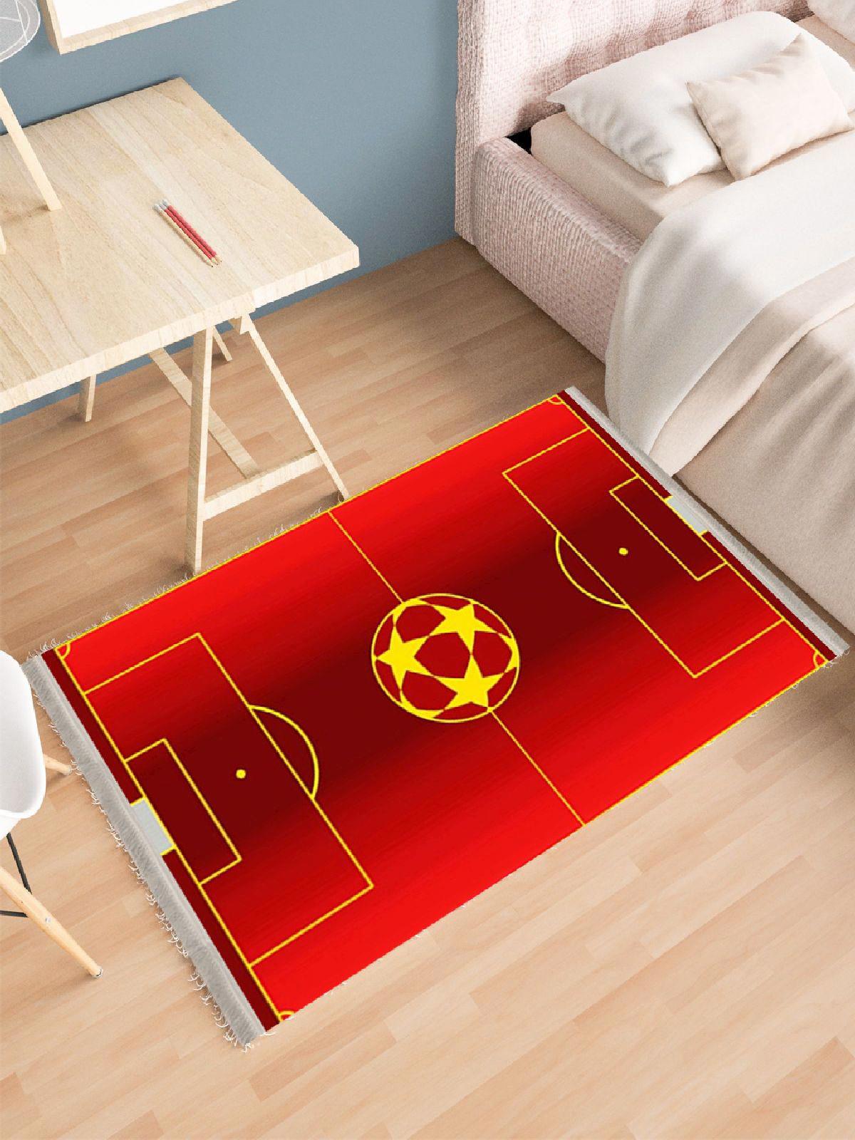 Enbe Collection E-CK10017A Kırmızı 5 mm Pamuk Antibakteriyel Yıkanabilir Orta Kaymaz Dot Taban Dikdörtgen Makine Dokuma Çocuk Odası Halısı 133x190 cm