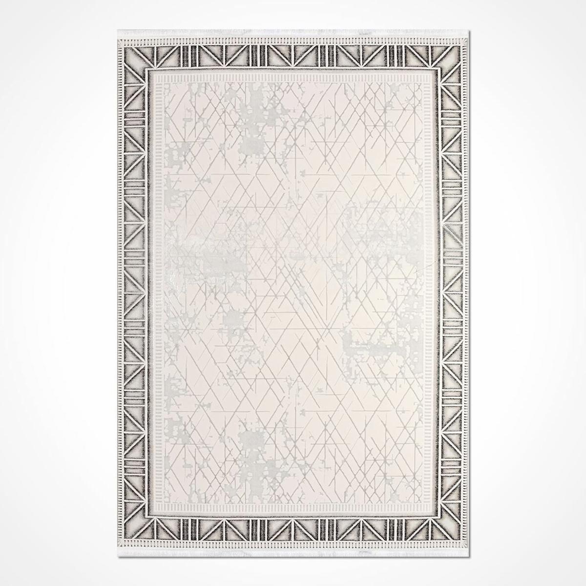 Crea Halı Safir 17357 Krem 6 mm Polyester Toz Tutmaz Yıkanabilir Orta Dikdörtgen Makine Dokuma Salon Halısı 80x300 cm
