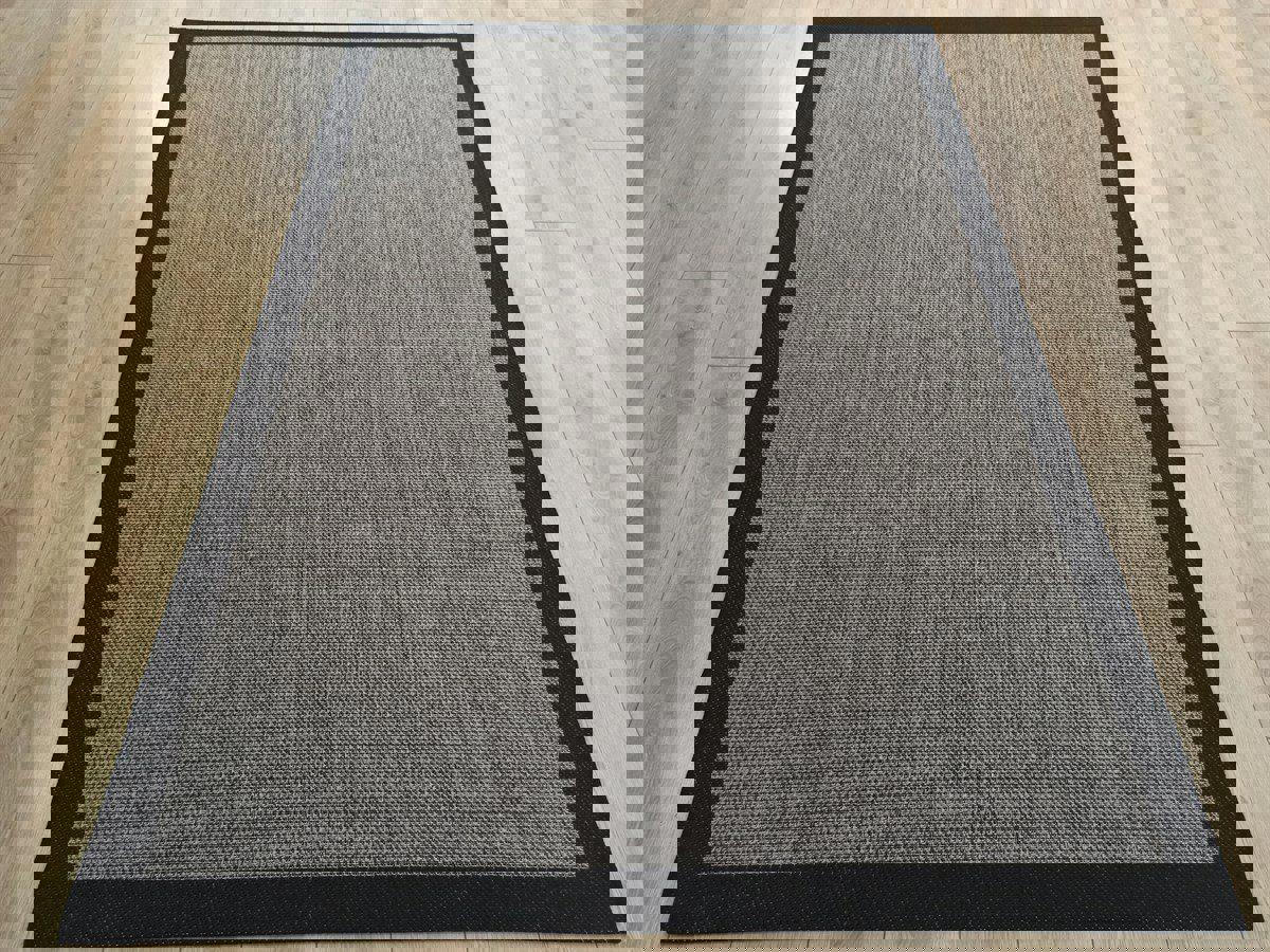 Çam Halı 9715 Siyah - Vizon 5 mm Antialerjenik Yıkanabilir Orta Kaymaz Dikdörtgen Makine Dokuma Salon Halısı 80x500 cm