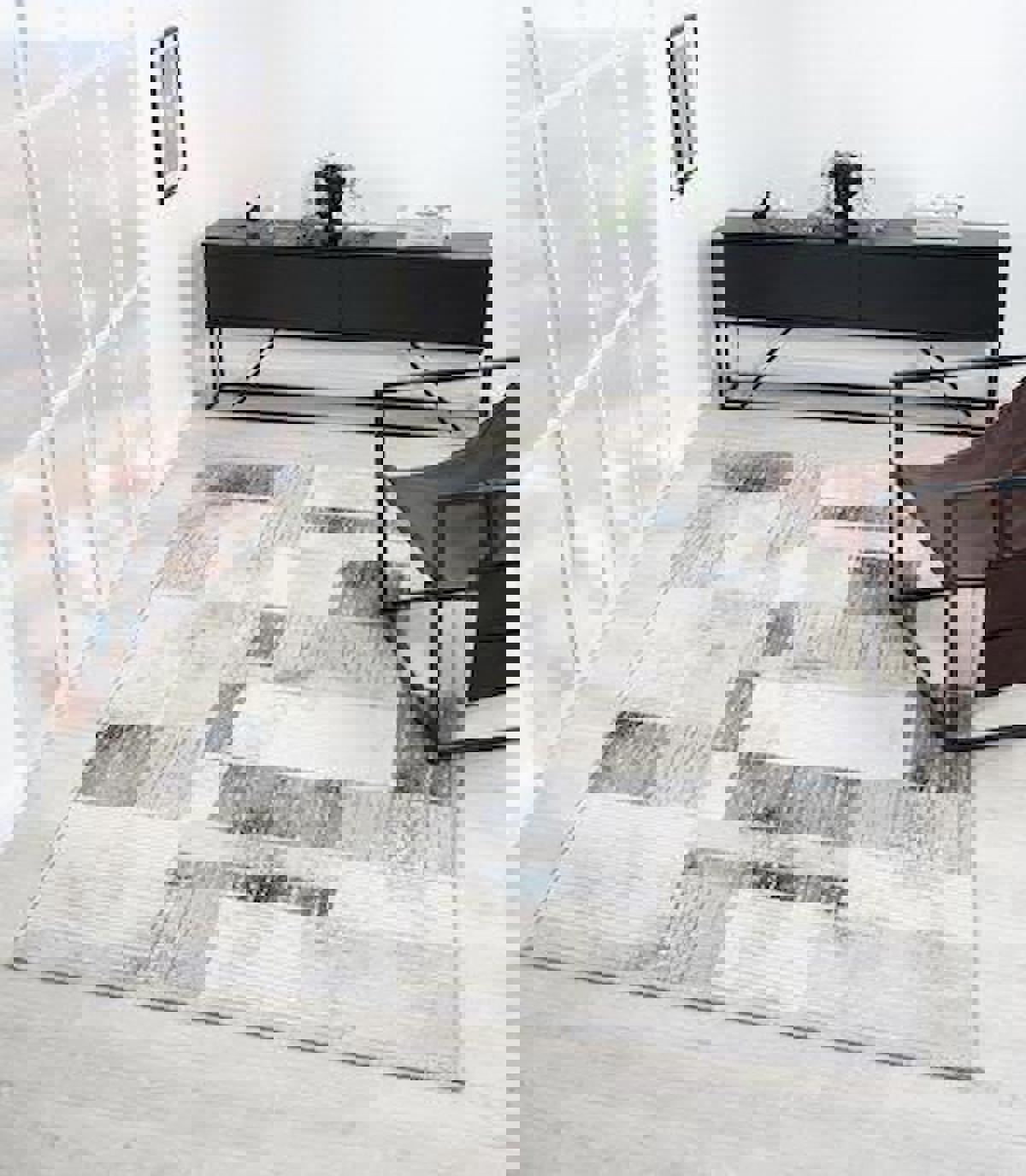 Çam Halı London LY005G Antrasit 6 mm Polyester Silinebilir Yıkanabilir Orta Dikdörtgen Makine Dokuma Salon Halısı 200x300 cm