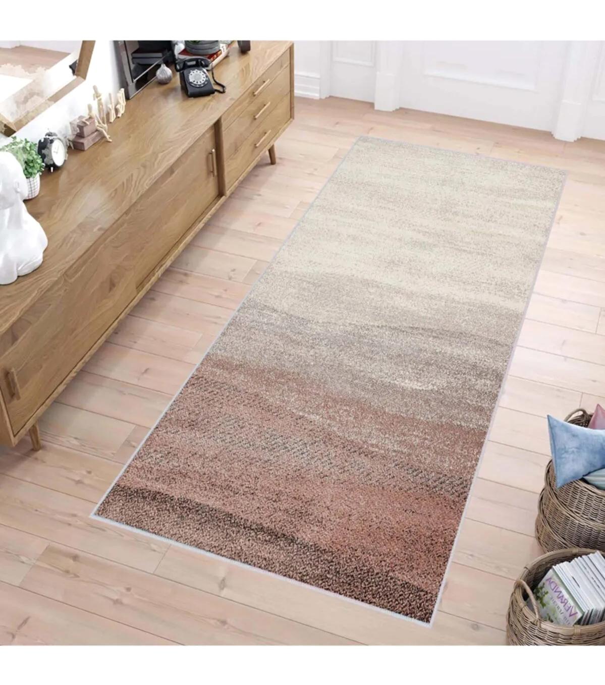 Rovigo Home RVG1476 Krem 8 mm Polyester Antibakteriyel-Leke Tutmaz-Toz Tutmaz Yıkanabilir İnce Kaymaz Dot Taban Dikdörtgen Makine Dokuma Salon Halısı 120x120 cm