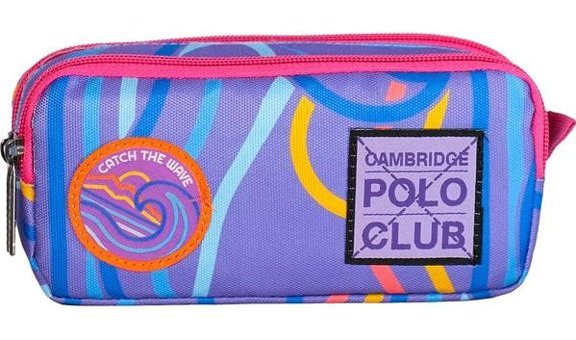 Cambridge Polo Club Star Çok Renkli Baskılı Bez Bölmeli Çift Gözlü Geometrik Dikdörtgen Cüzdan Kalemlik