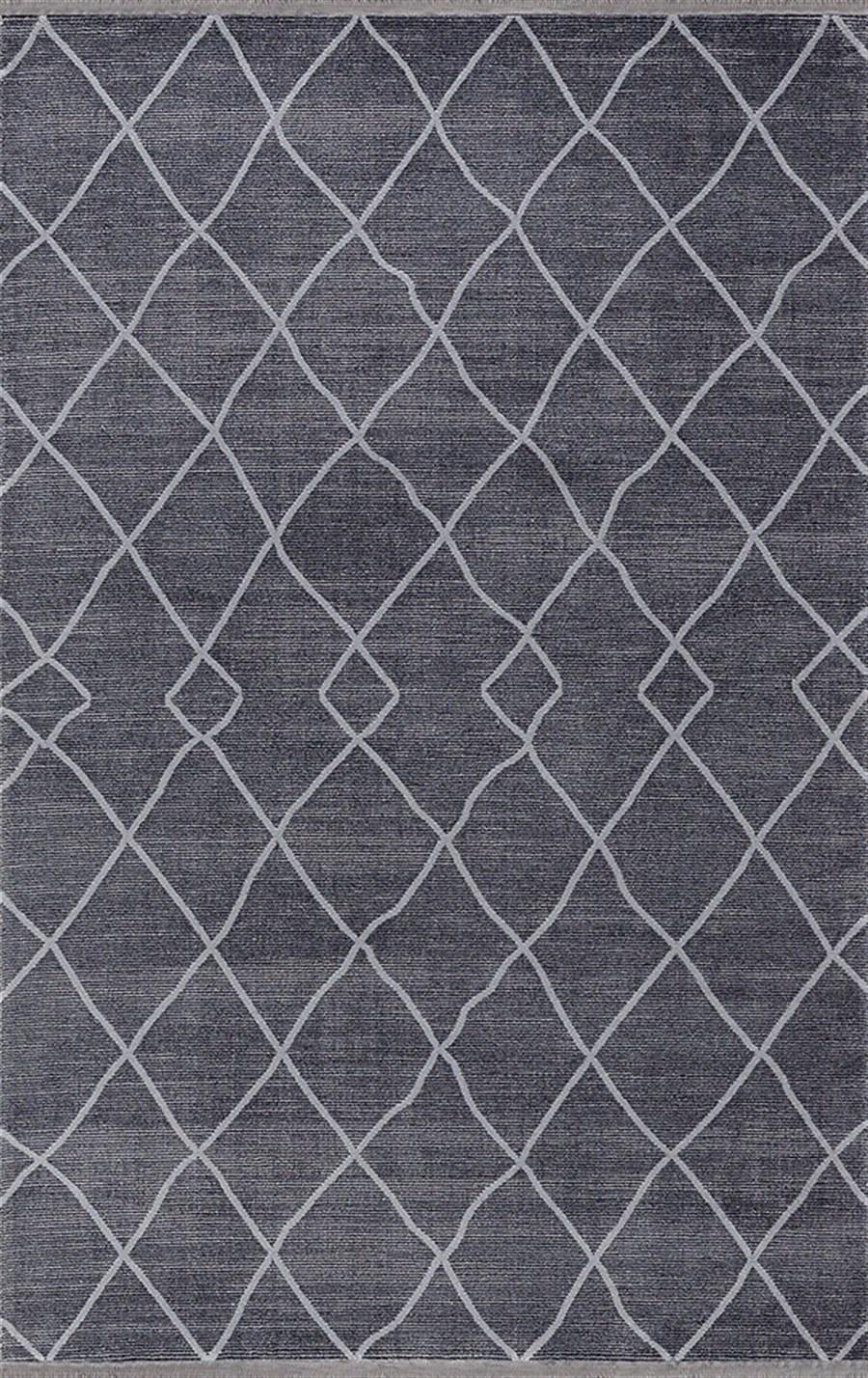 Merinos Therapy 36125 Antrasit 12 mm Akrilik Yıkanabilir Kalın Kaymaz Dikdörtgen Makine Dokuma Salon Halısı 150x233 cm