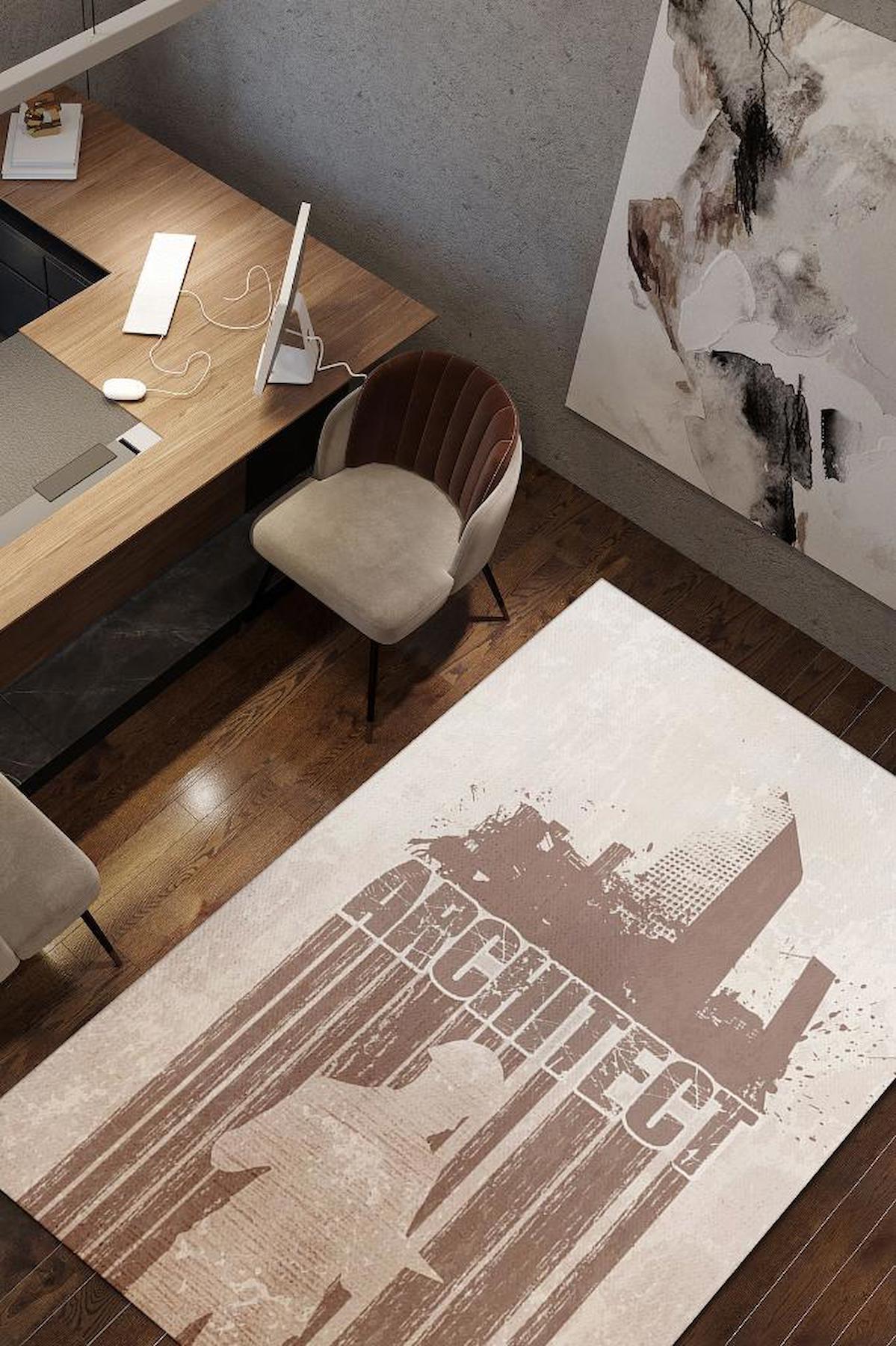 Homshtag Mimar Çok Renkli 4 mm Pamuk Antistatik Yıkanabilir İnce Kaymaz Dikdörtgen Makine Dokuma Ofis Halısı 160x230 cm
