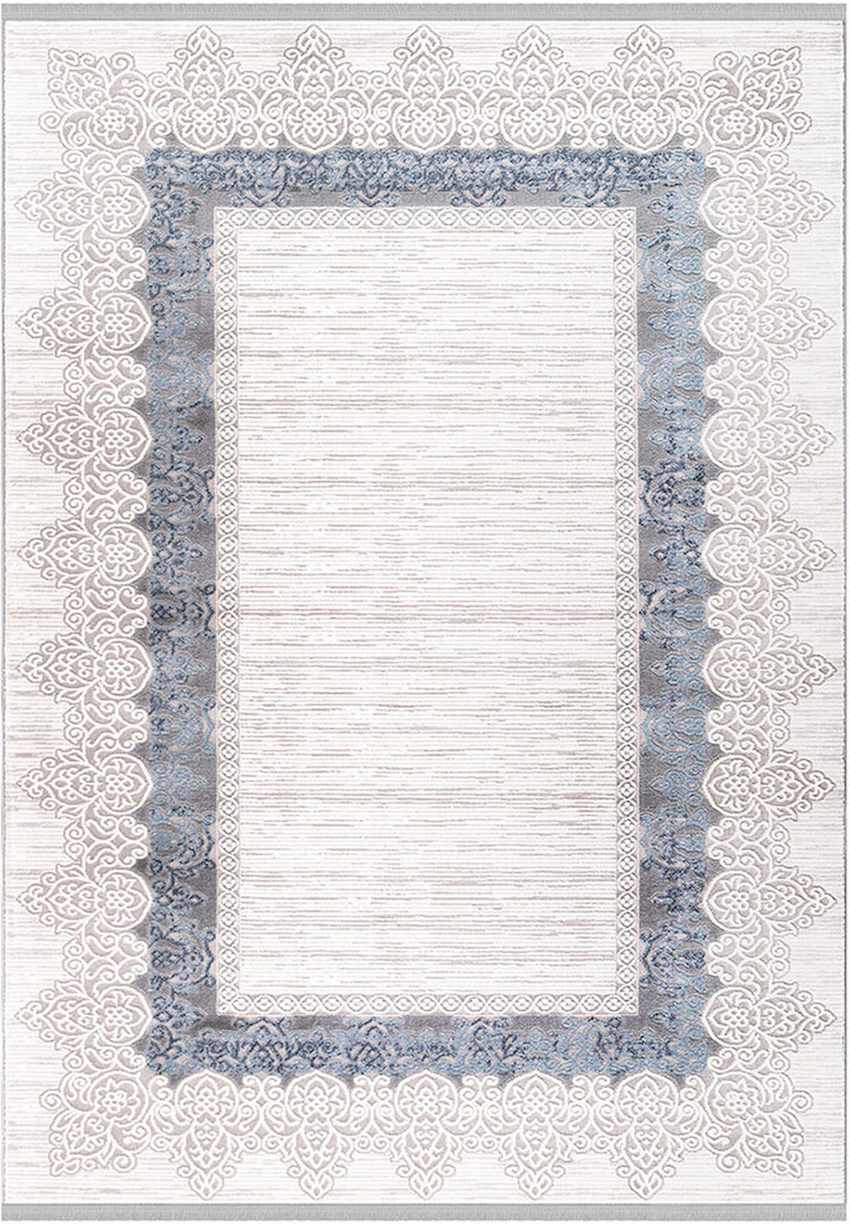 İpek Home Anisa 15954 Bej - Mavi 10 mm Akrilik Toz Tutmaz Yıkanabilir Orta Kaymaz Jüt Taban Dikdörtgen Makine Dokuma Antre-Çocuk Odası-Salon-Yatak Odası Halısı 100x150 cm