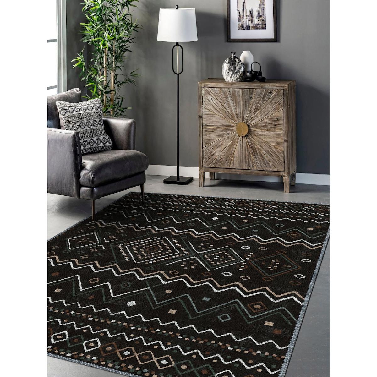 Umars Krem 7 mm Mikropolyester Yıkanabilir Kalın Kaymaz Lateks Taban Dikdörtgen Makine Dokuma Oturma Odası-Salon Halısı 180x250 cm