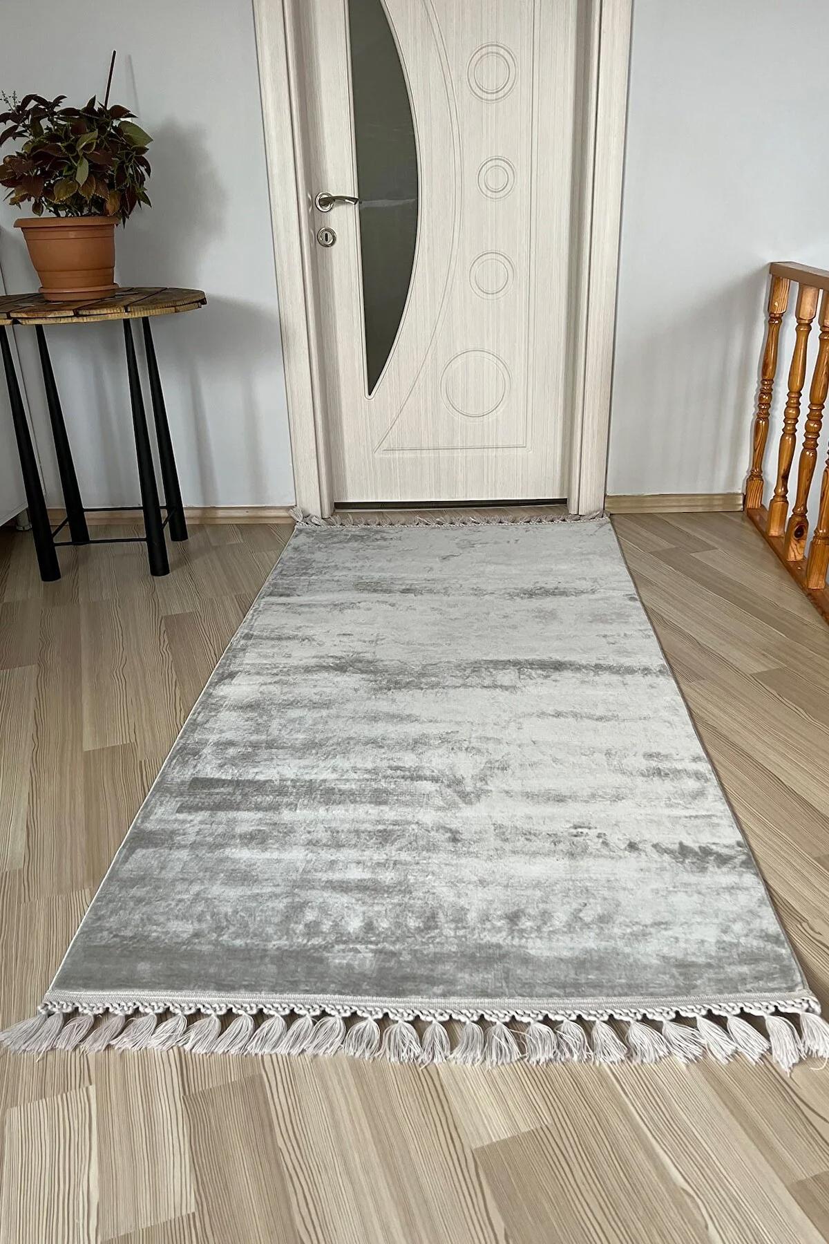 Novus Home Gri 13 mm Polyester Antibakteriyel-Toz Tutmaz-Yalıtıma Yardımcı Yıkanabilir Kalın Kaymaz Taban Dikdörtgen Makine Dokuma Antre-Salon-Yatak Odası Halısı 120x180 cm