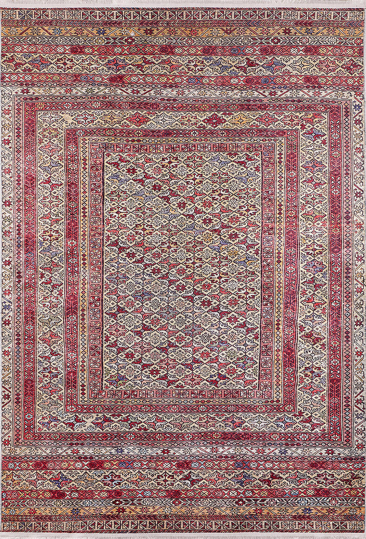 Halı Atölyesi HK129 Kırmızı 5 mm Pamuk Yıkanabilir Kaymaz Taban Dikdörtgen Makine Dokuma Salon Halısı 160x230 cm