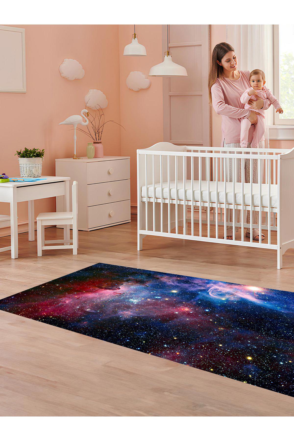 İnspira Krem 12 mm Polyester Silinebilir Yıkanabilir Kaymaz Dot Taban Dikdörtgen Makine Dokuma Çocuk Odası Halısı 170x250 cm