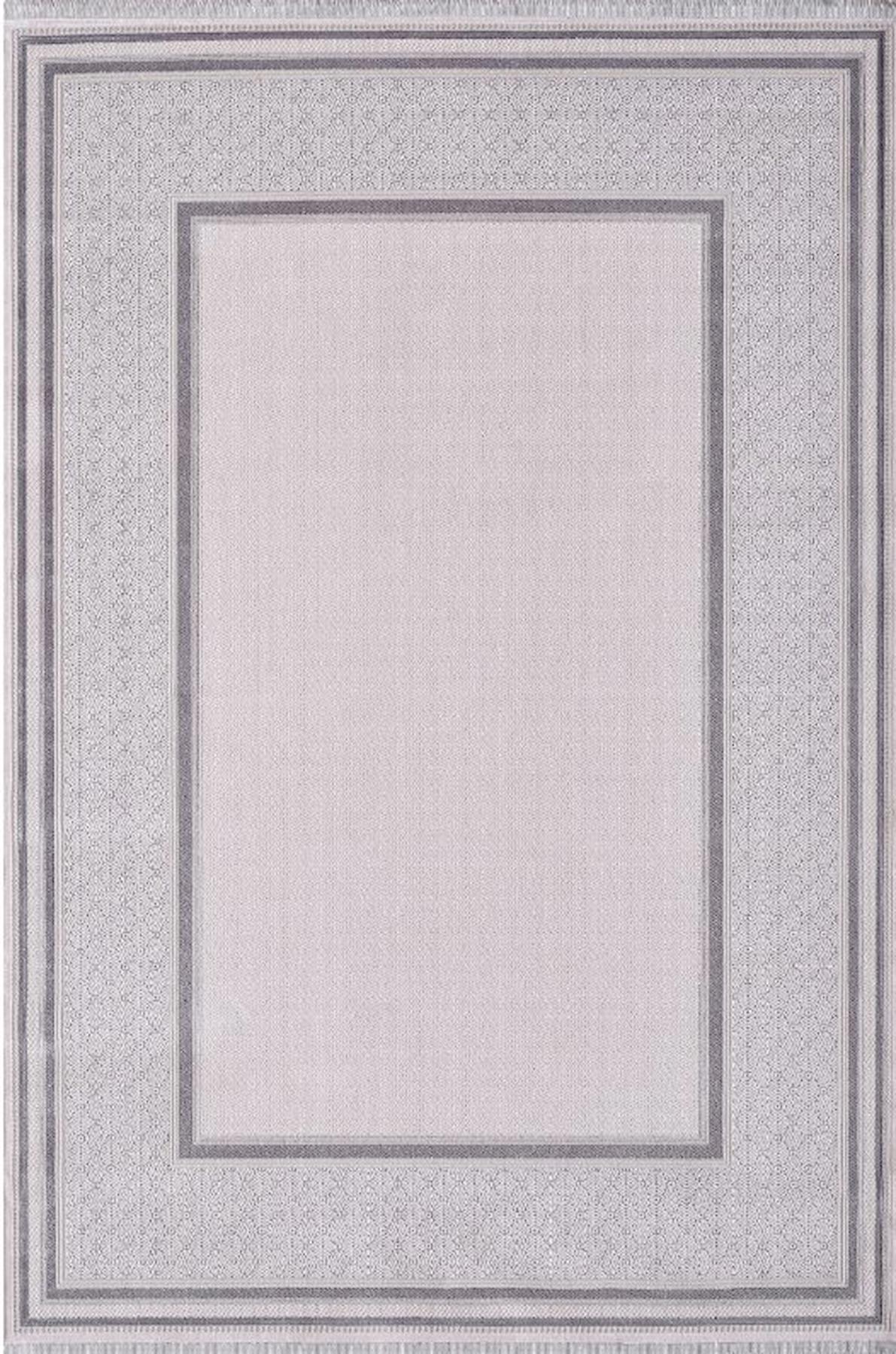 Artemis Halı Mina 09099C Gri-Krem 0.8 mm Akrilik Yıkanabilir İnce Kaymaz Jüt Taban Dikdörtgen Makine Dokuma Salon Halısı 100x200 cm