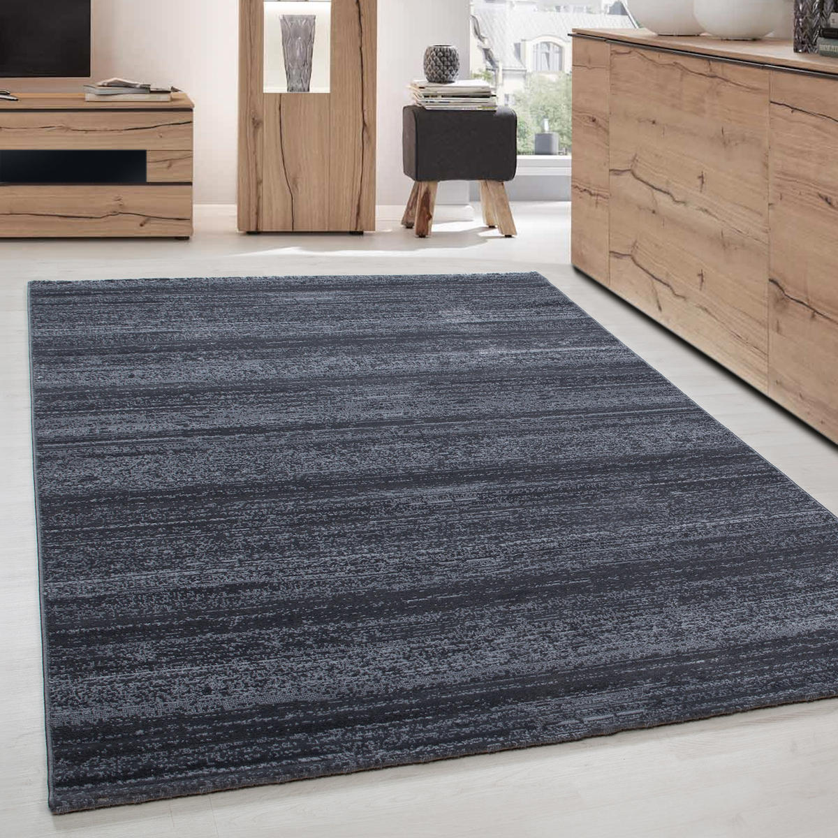 Wide Shop Gri 8 mm Polipropilen Antibakteriyel Yıkanabilir İnce Kaymaz Jüt Taban Dikdörtgen Makine Dokuma Salon Halısı 120x180 cm