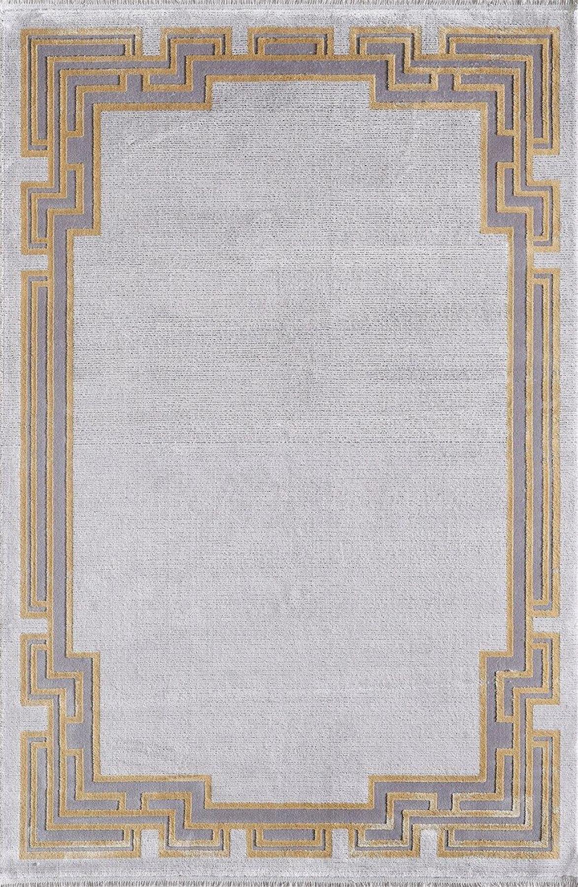 Artemis Halı Corfu 6350 Gri Akrilik Yıkanabilir İnce Kaymaz Jüt Taban Dikdörtgen Makine Dokuma Salon Halısı 160x230 cm