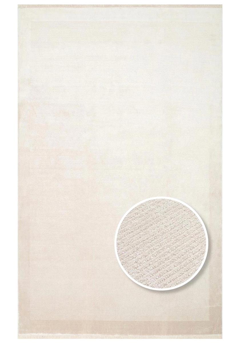 Eko Halı Napoli NAP02 Krem 8 mm Viskon Silinebilir Yıkanabilir Orta Kaymaz Dikdörtgen Makine Dokuma Salon Halısı 100x150 cm