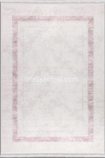 Flora Halı Ayşıl 5893A Pembe 11 mm Akrilik-Bambu Silinebilir Yıkanabilir Dikdörtgen Makine Dokuma Salon Halısı 160x230 cm