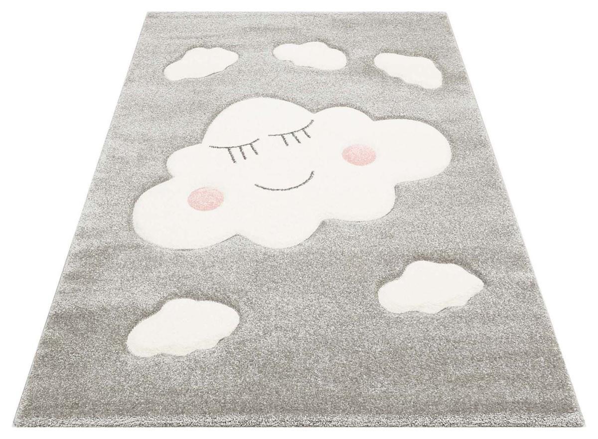 Eko Halı KDS09 Gri-Pembe 10 mm Akrilik Silinebilir Yıkanabilir Orta Kaymaz Dikdörtgen Makine Dokuma Oturma Odası-Salon Halısı 120x230 cm