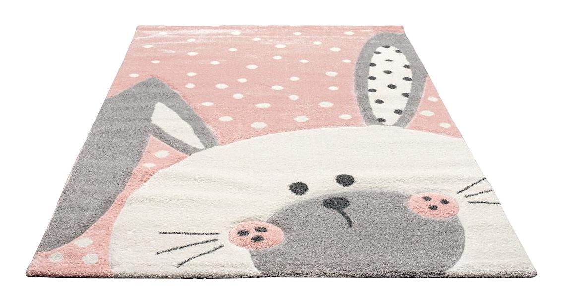 Petra Home Living Pembe Polipropilen Antialerjenik-Kir Tutmaz-Leke Tutmaz Yıkanabilir Kalın Jüt Taban Figürlü Dikdörtgen Makine Dokuma Bebek Odası-Çocuk Odası Halısı 120x180 cm