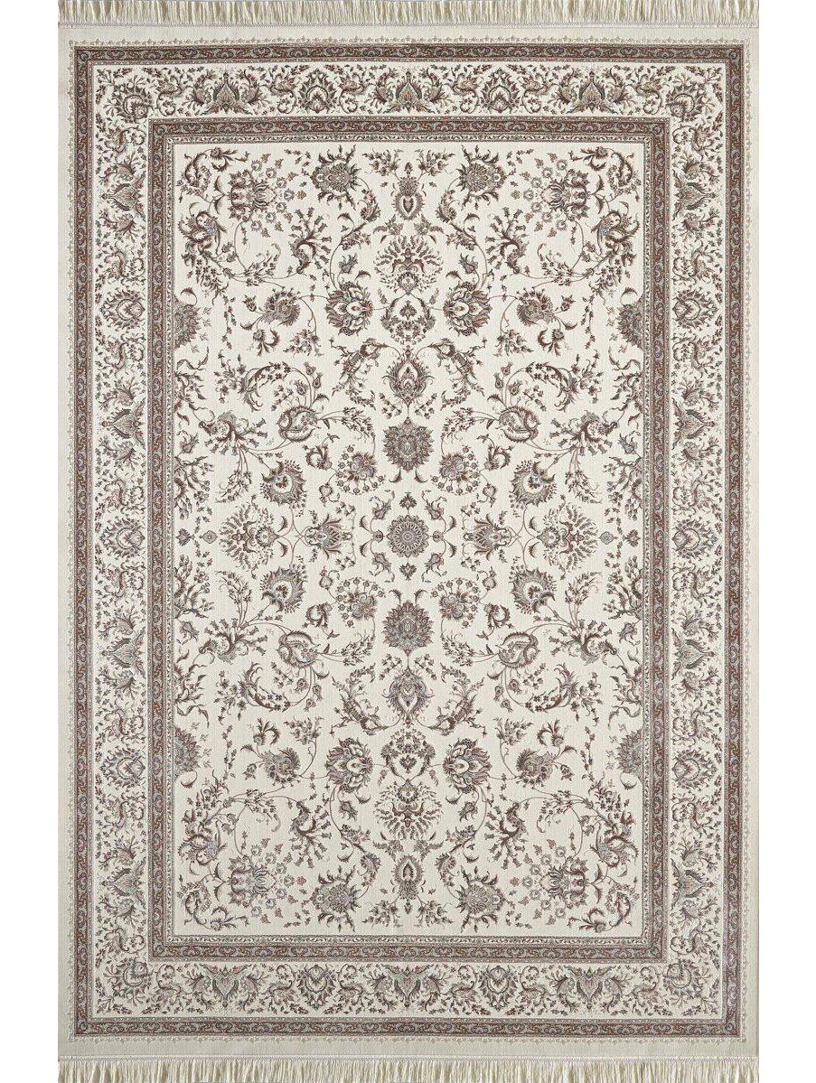 Gümüşsuyu İpekzade120 11378 Krem 6 mm Akrilik-Viskon Toz Tutmaz Yıkanabilir İnce Kaymaz Çiçek Desenli Dikdörtgen El Dokuması Salon Halısı 80x80 cm