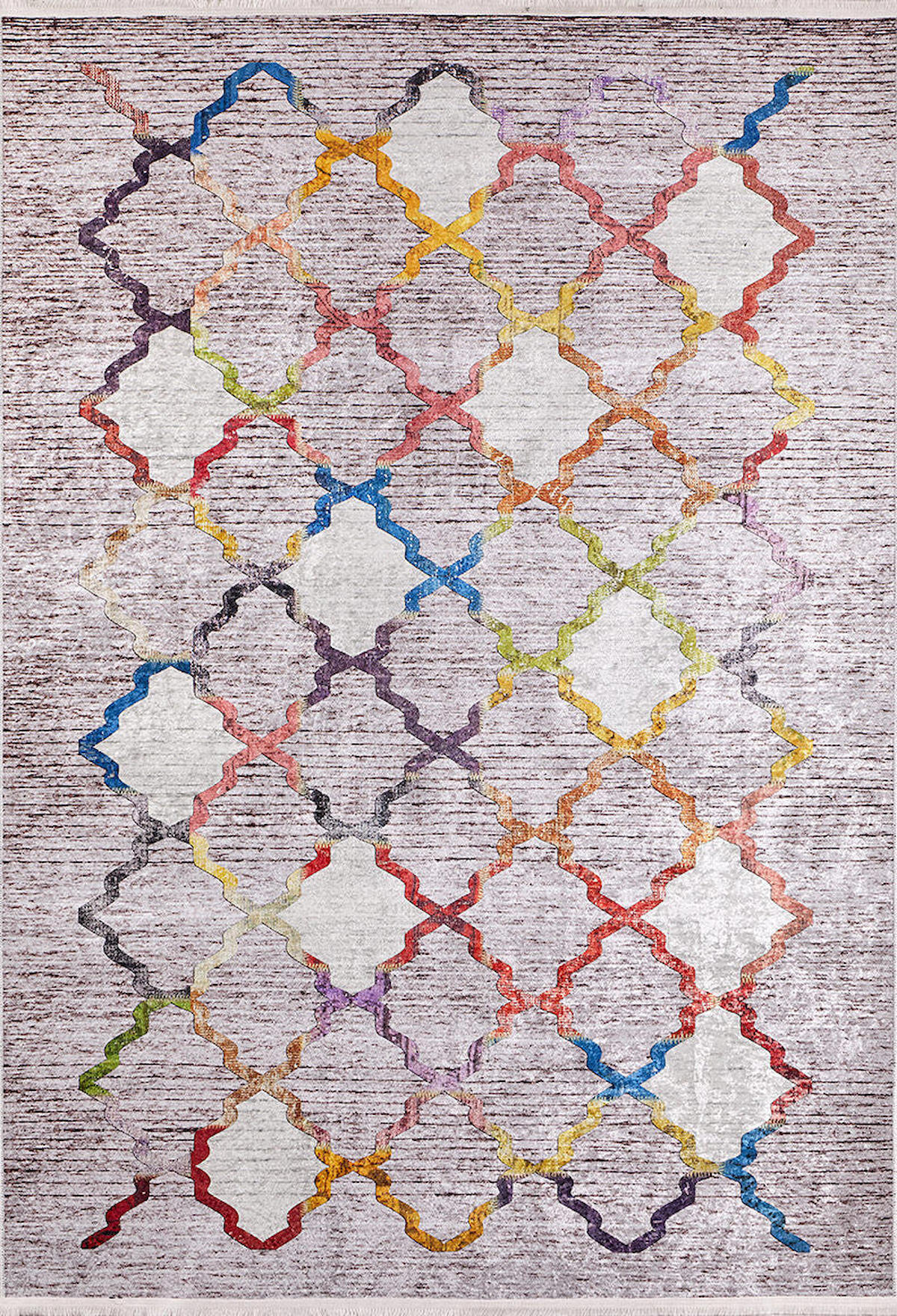 Halı Atölyesi Gri 5 mm Pamuk Hipoalerjenik Yıkanabilir İnce Kaymaz Taban Dikdörtgen Makine Dokuma Salon Halısı 80x150 cm