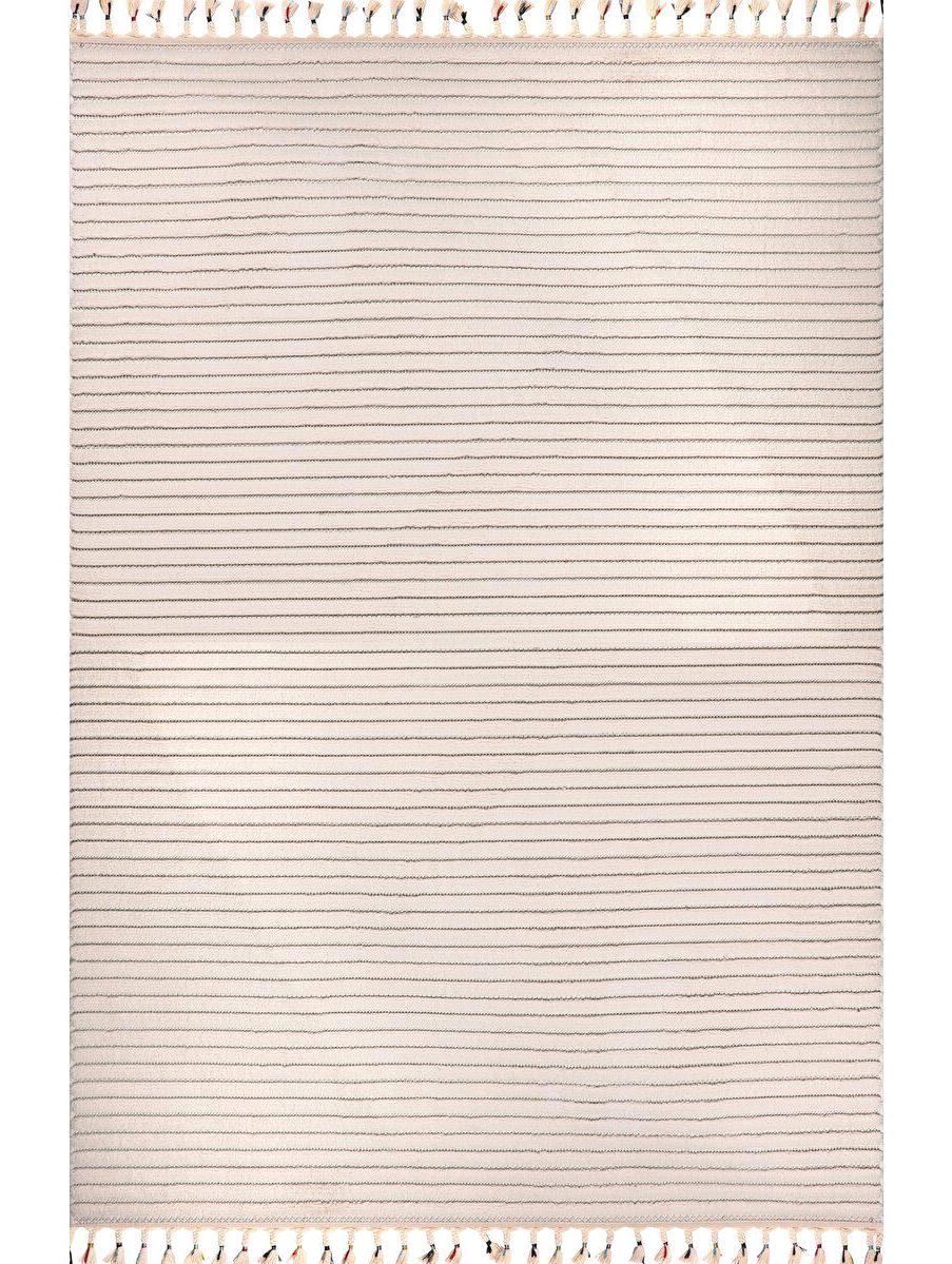 Gümüşsuyu Deco Alvin 12612 Krem 10 mm Polyester Yıkanabilir İnce Kaymaz Dikdörtgen Makine Dokuma Salon Halısı 80x150 cm