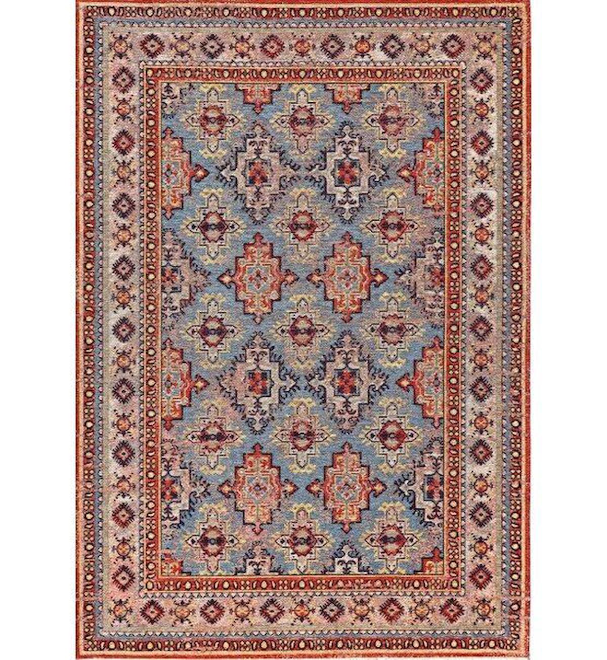 Gümüşsuyu Deco Anatolia 15918 Çok Renkli 6 mm Akrilik-Pamuk Toz Tutmaz Yıkanabilir İnce Kaymaz Taban Dikdörtgen Makine Dokuma Salon Halısı 80x180 cm