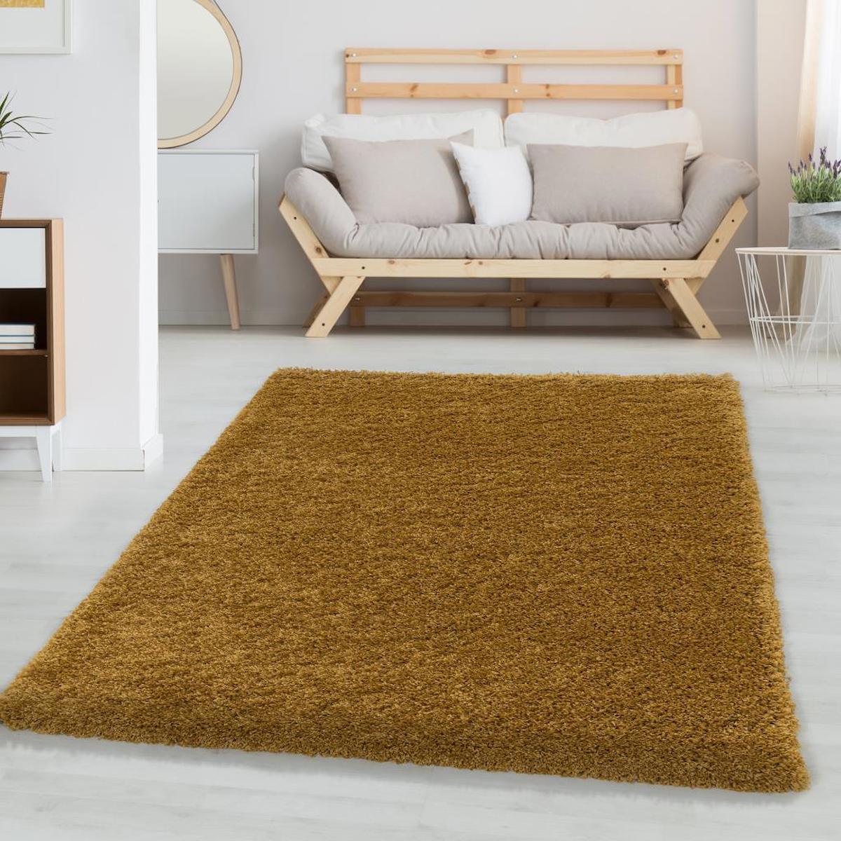Carpettex Altın 30 mm Polipropilen Antibakteriyel Yıkanabilir Kalın Kaymaz Lateks Taban Dikdörtgen Makine Dokuma Salon Halısı 200x290 cm
