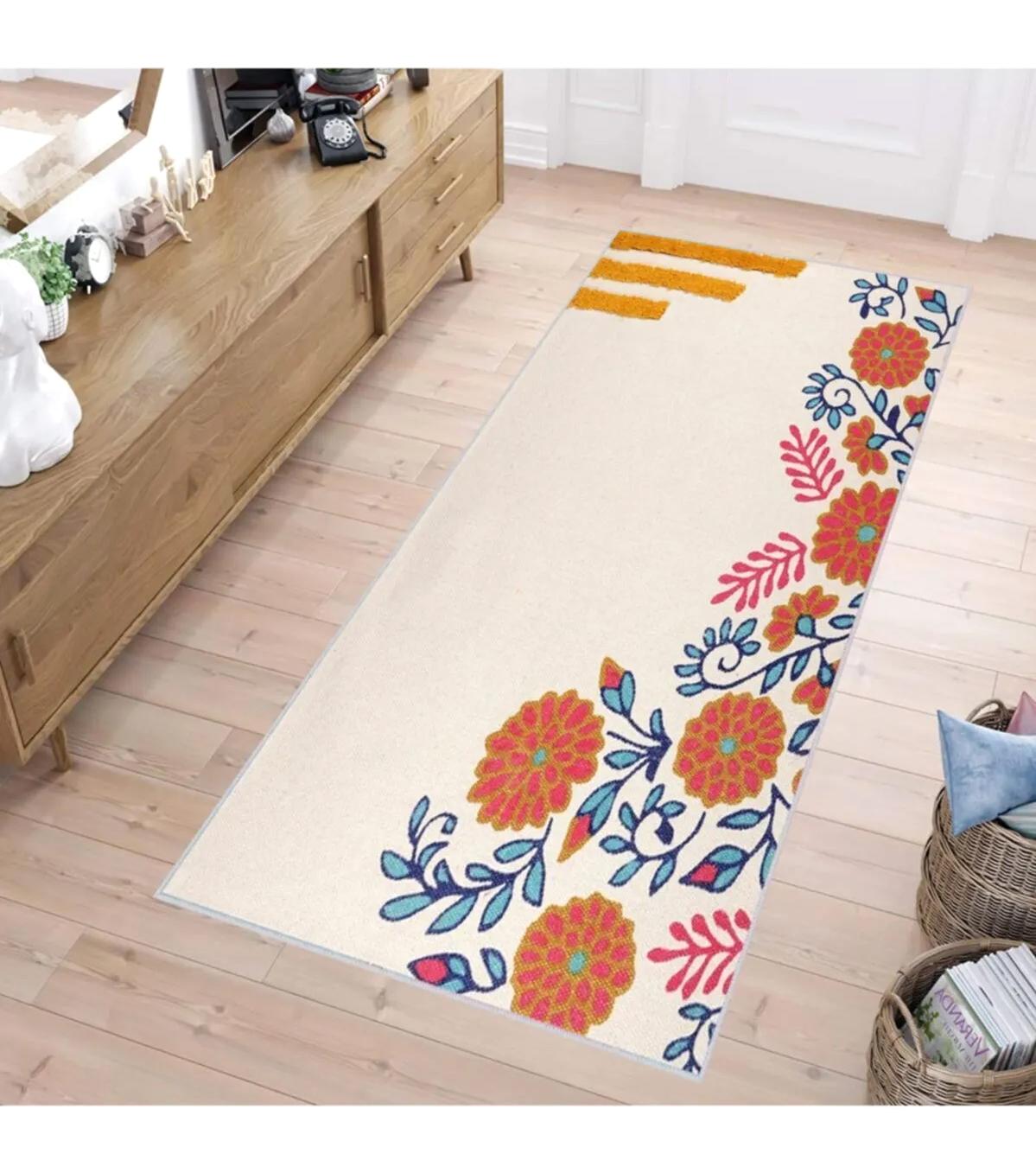 Rovigo Home RVG1087 Krem 8 mm Polyester Antibakteriyel-Leke Tutmaz-Toz Tutmaz Yıkanabilir İnce Kaymaz Dot Taban Dikdörtgen Makine Dokuma Salon Halısı 150x230 cm
