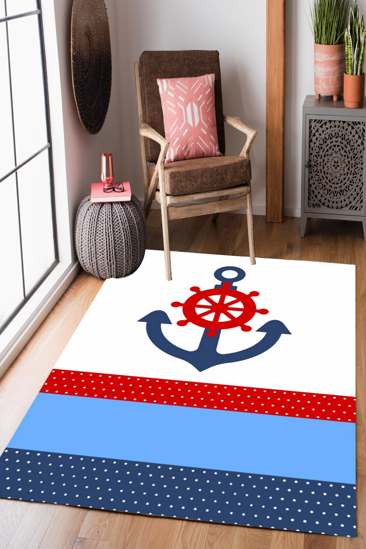Homier Collection H-CK-10193A Krem 7 mm Pamuk Antibakteriyel Yıkanabilir Orta Kaymaz Dot Taban Dikdörtgen Makine Dokuma Çocuk Odası Halısı 100x300 cm