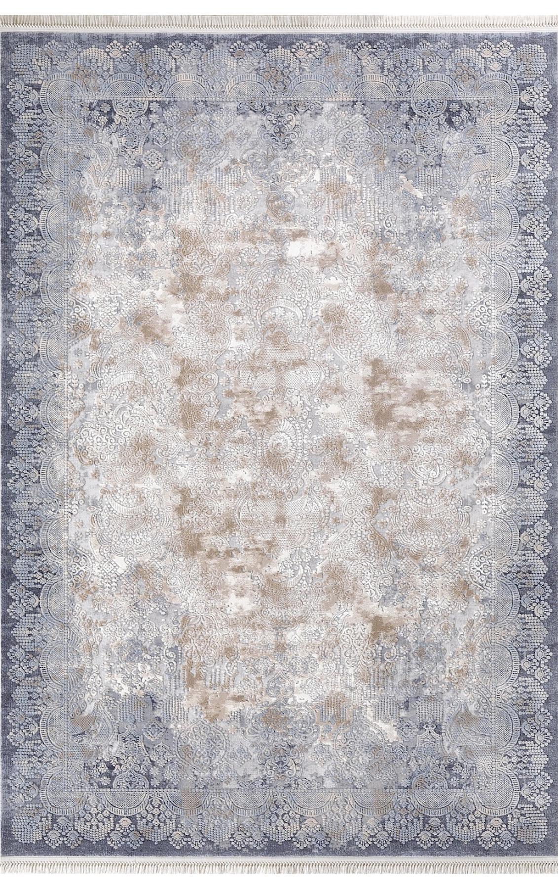 Dinarsu Arora 31885 Gri 12 mm Akrilik Yıkanabilir Kalın Kaymaz Jüt Taban Dikdörtgen Makine Dokuma Salon Halısı 100x150 cm