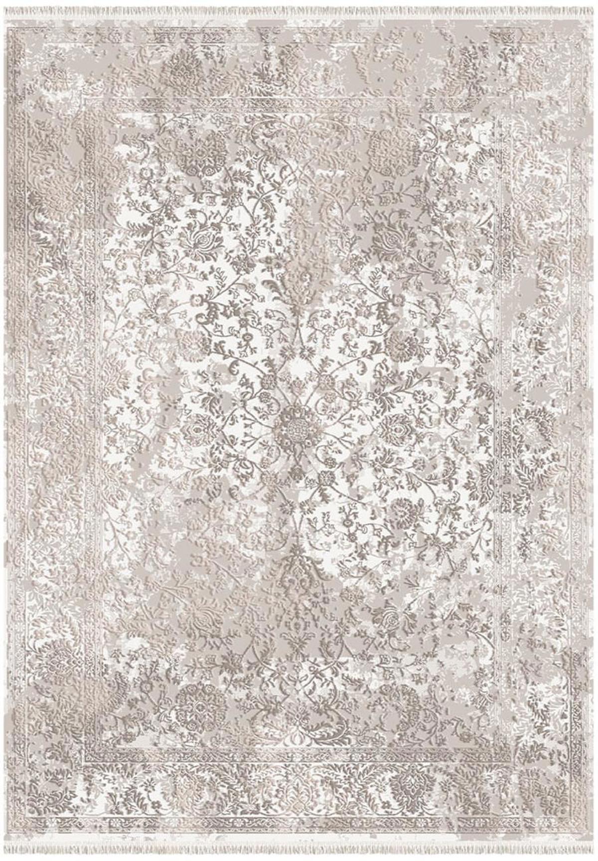 İpek Mekik Halı Gaspara 14501 Bej 11 mm Akrilik Yıkanabilir Orta Kaymaz Pamuk Taban Dikdörtgen Makine Dokuma Antre-Çocuk Odası-Salon-Yatak Odası Halısı 160x230 cm