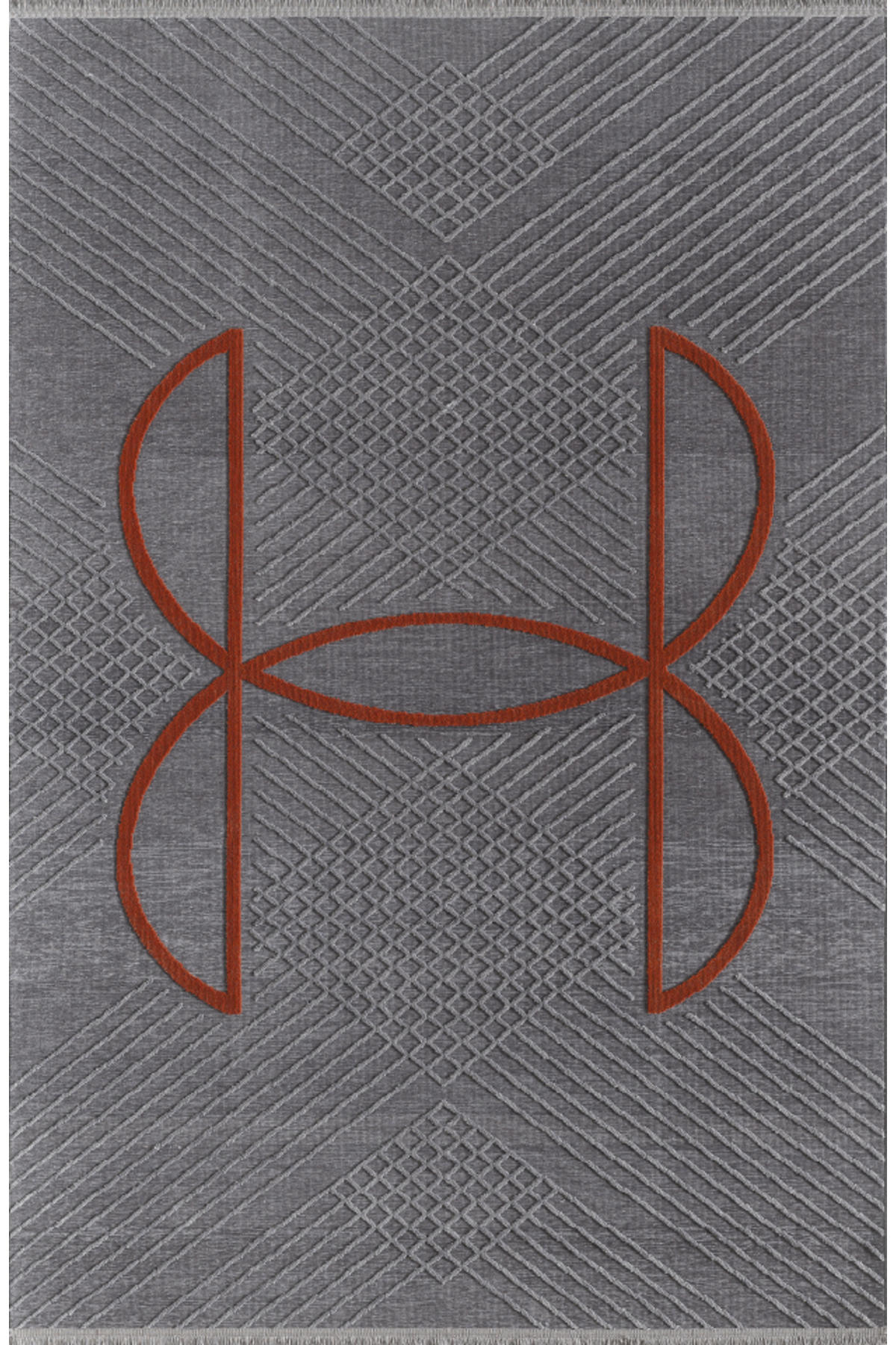 Pierre Cardin Maxwell Antrasit-Turuncu 9 mm Mikropolyester Yumuşak Yıkanabilir İnce Kaymaz Dikdörtgen Makine Dokuma Salon Halısı 160x230 cm